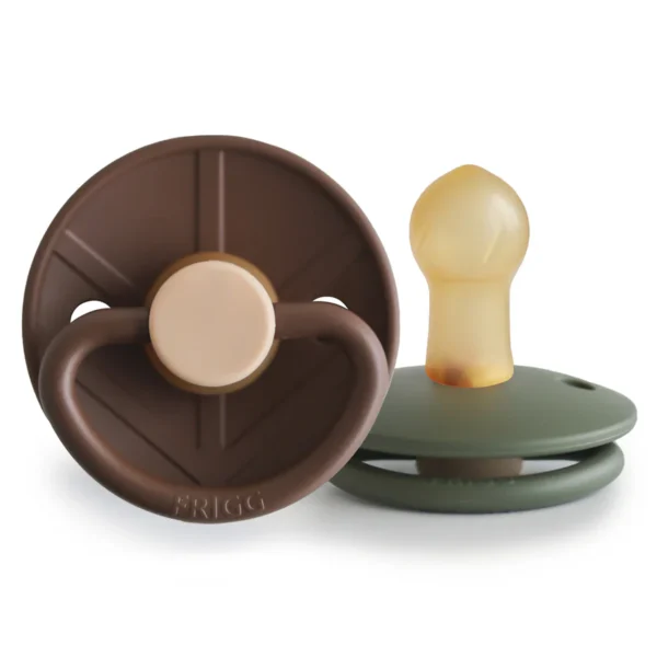 FRIGG Little Viking Natural Rubber Pacifier 2 Pack - Cocoa/Olive