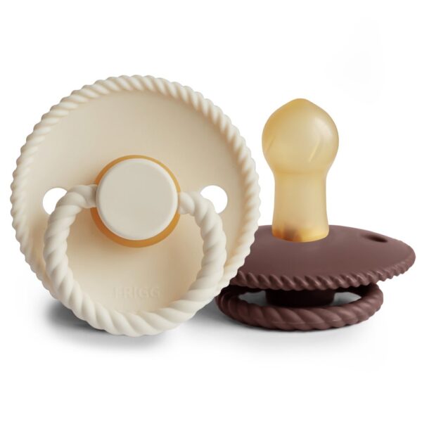 FRIGG Rope Natural Rubber Pacifier 2 Pack - Cream/Cocoa
